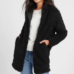 NWOT - BANANA REPUBLIC FACTORY Black Fuzzy Teddy Coat XS